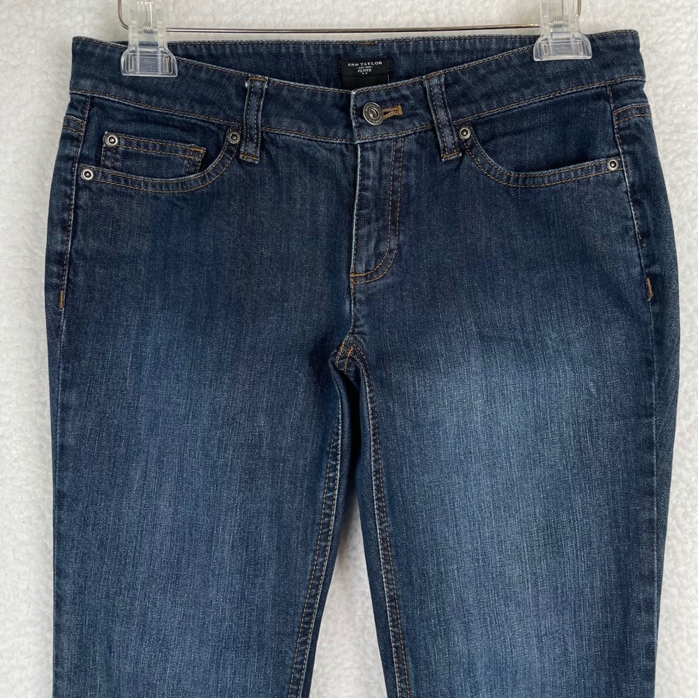 Ann Taylor Curvy Petite Bootcut Jeans Dark Wash Blue Size 6P Mid Rise Stretch